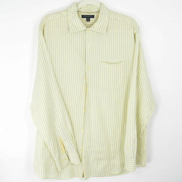 Banana Republic Classic Linen Button Down Long Sleeve Striped Shirt Cream - Picture 3 of 4